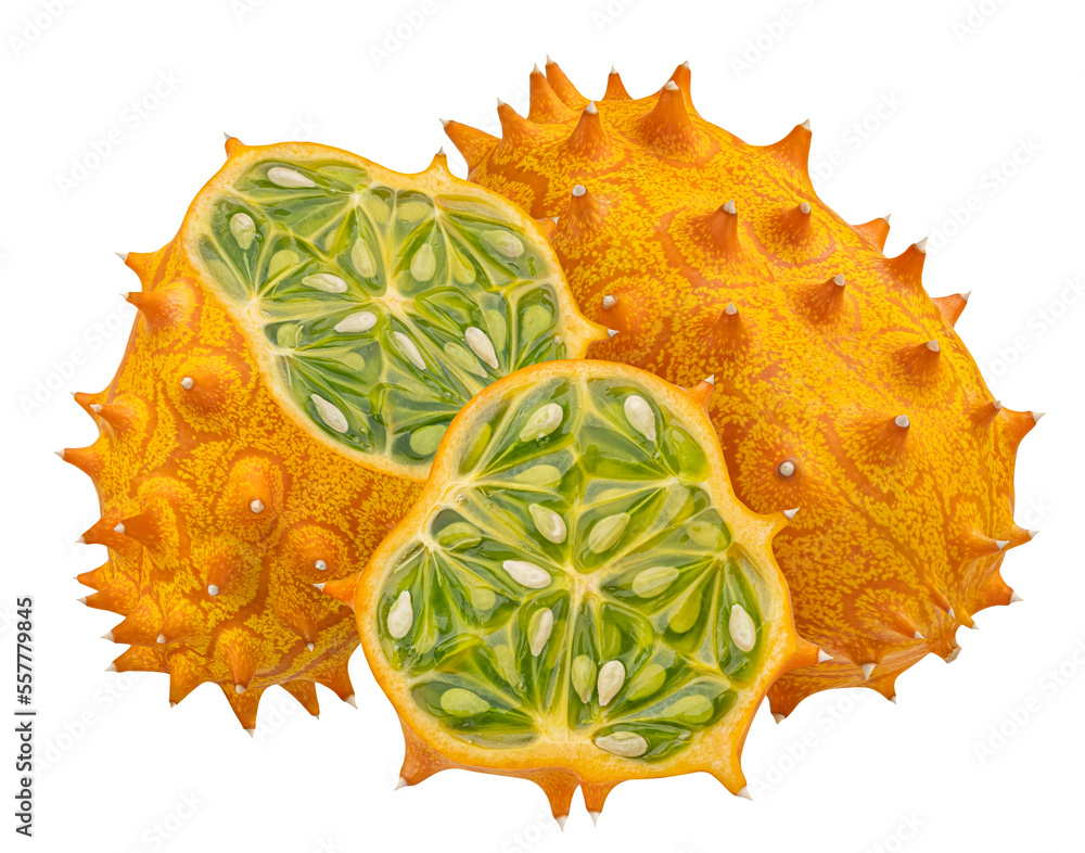 Kiwano isolated on white background with clipping path