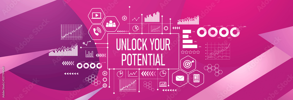 Unlock your potential theme on a geometric pattern background