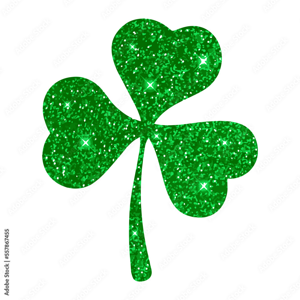 Shamrock shamrock with glitter effect. The shamrock is a symbol of the Irish holiday of St. Patrick