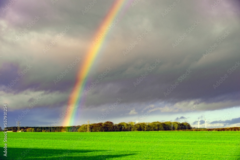 Rainbow over the village