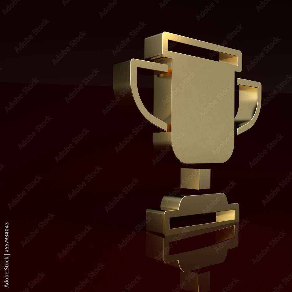 Gold Award cup icon isolated on brown background. Winner trophy symbol. Championship or competition 