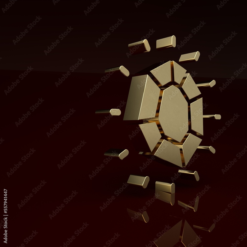 Gold Magic stone icon isolated on brown background. Fantasy crystal. Jewelry gem for game. Minimalis