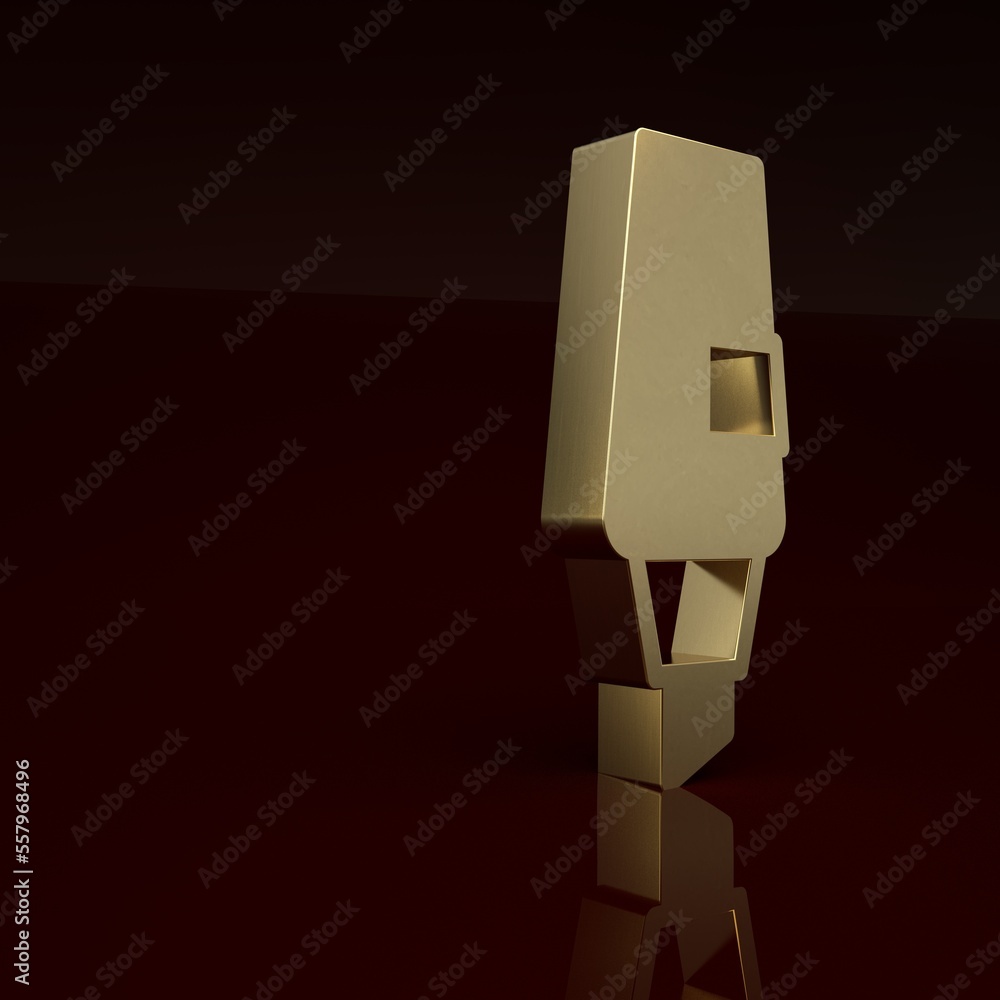 Gold Marker pen icon isolated on brown background. Minimalism concept. 3D render illustration