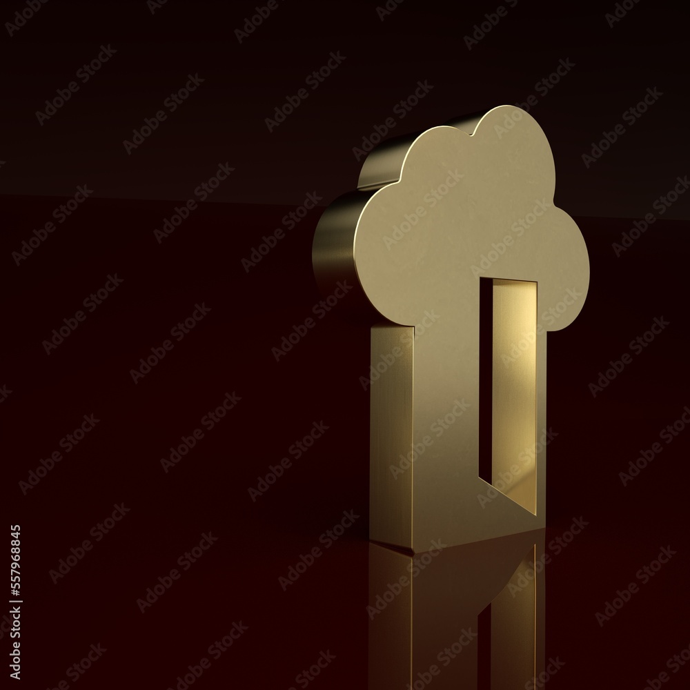 Gold Cloud database icon isolated on brown background. Cloud computing concept. Digital service or a