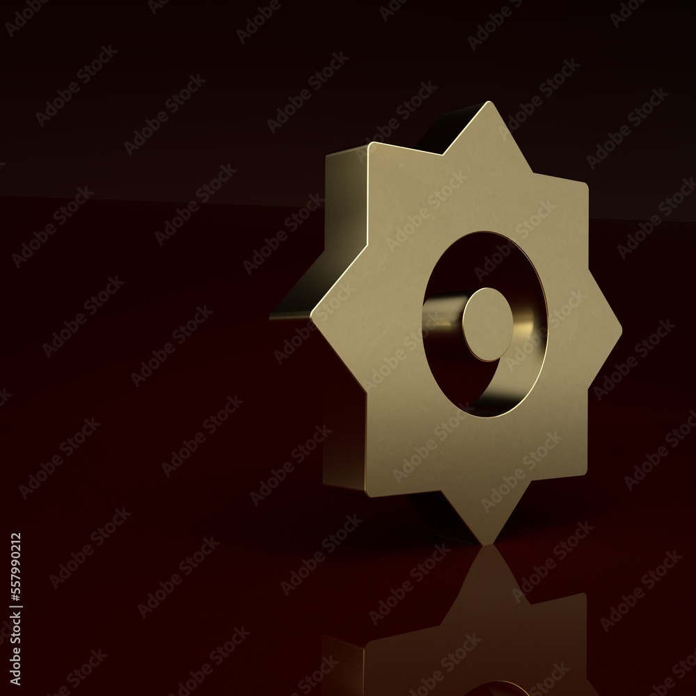 Gold Falling star icon isolated on brown background. Meteoroid, meteorite, comet, asteroid, star ico