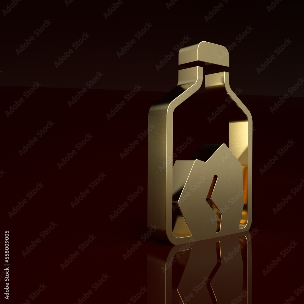 Gold Ore mining icon isolated on brown background. Minimalism concept. 3D render illustration