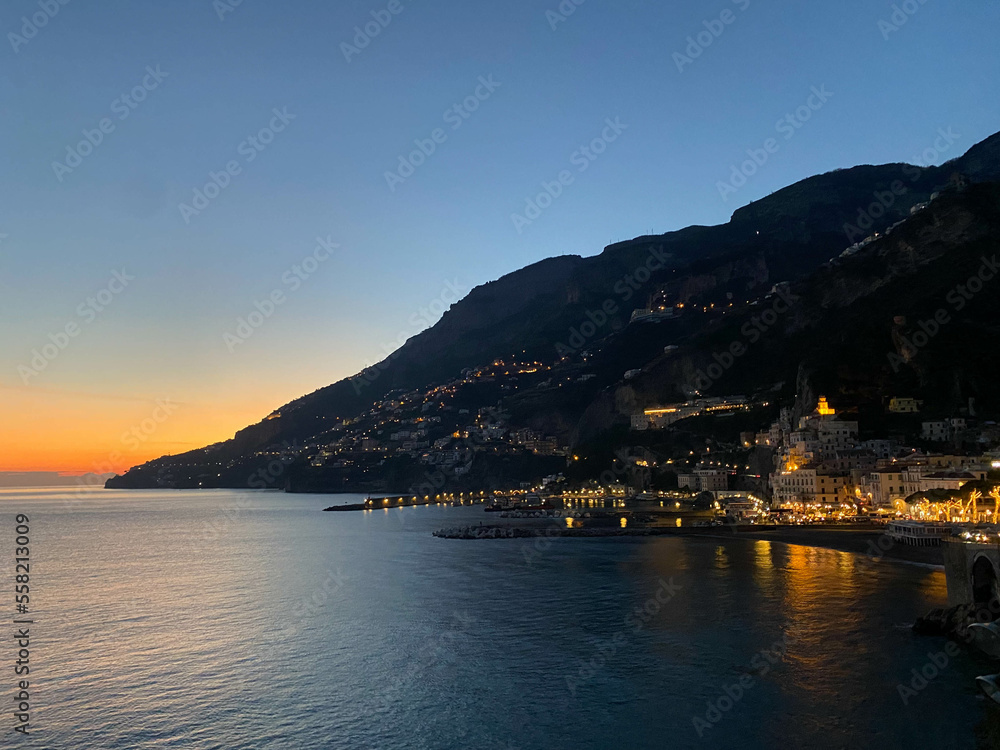 amalfi village at night at christmas