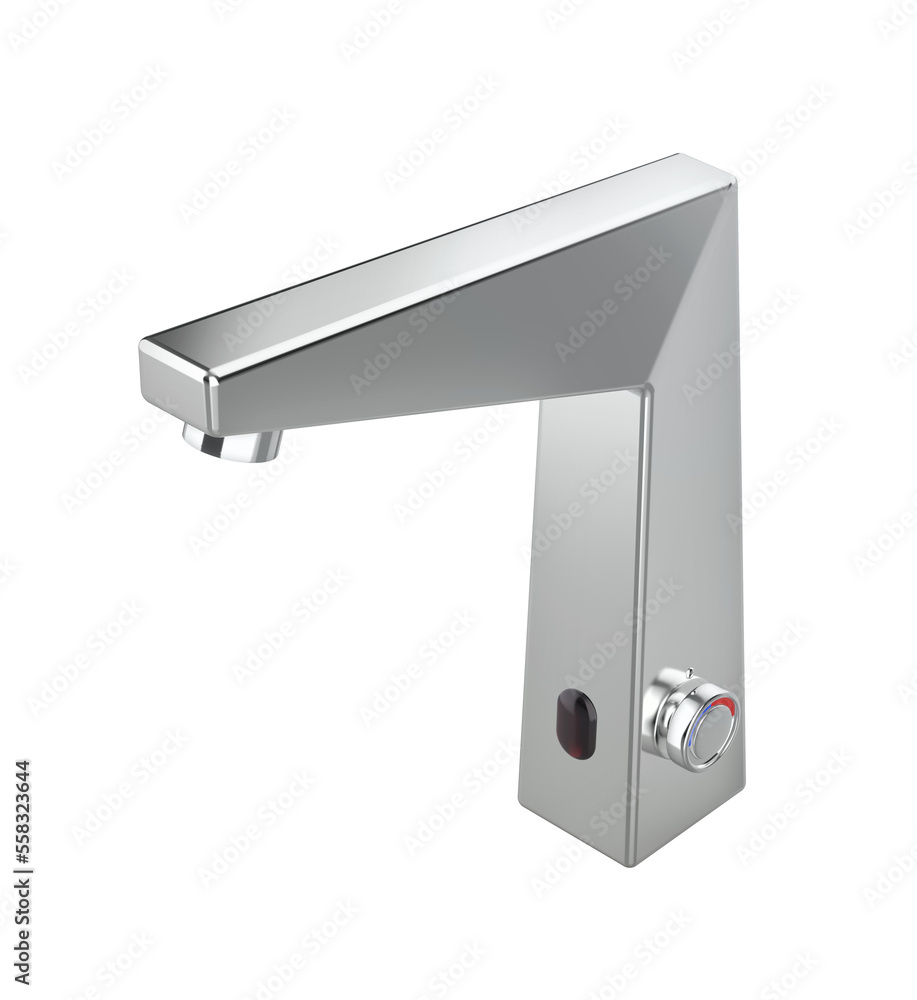 Bathroom automatic sensor faucet on transparent background