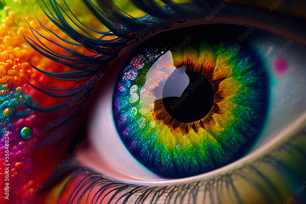 Womans Eye With Colorful Makeup - Generative Ai