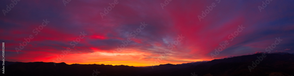 A wonderful dawn above the clouds. Natural background