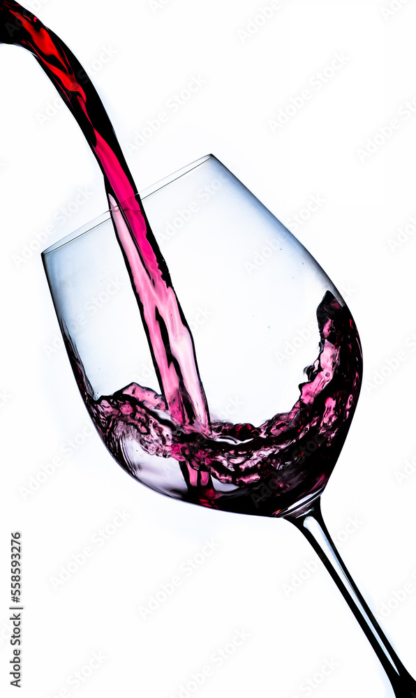 a glass of wine. White background