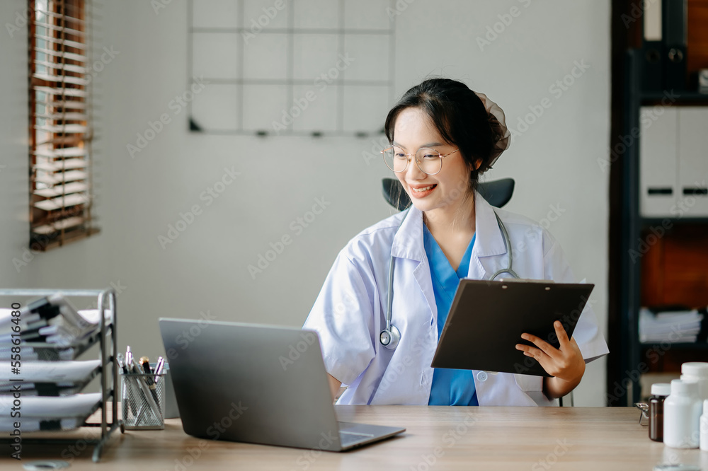 Medicine doctor  working with modern digital tablet computer interface as medical network concept.