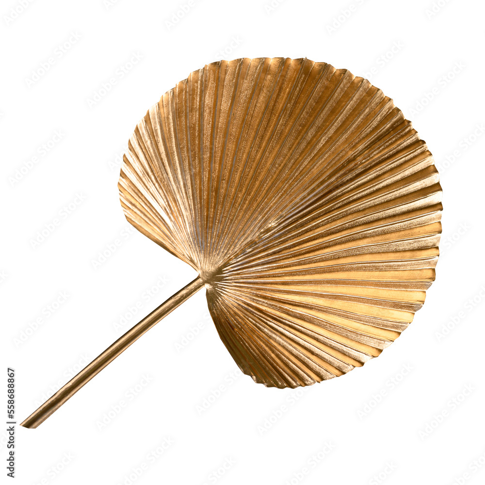 Golden palm leaf PNG on transparent background Abstract monstera leaf decoration design, PNG	