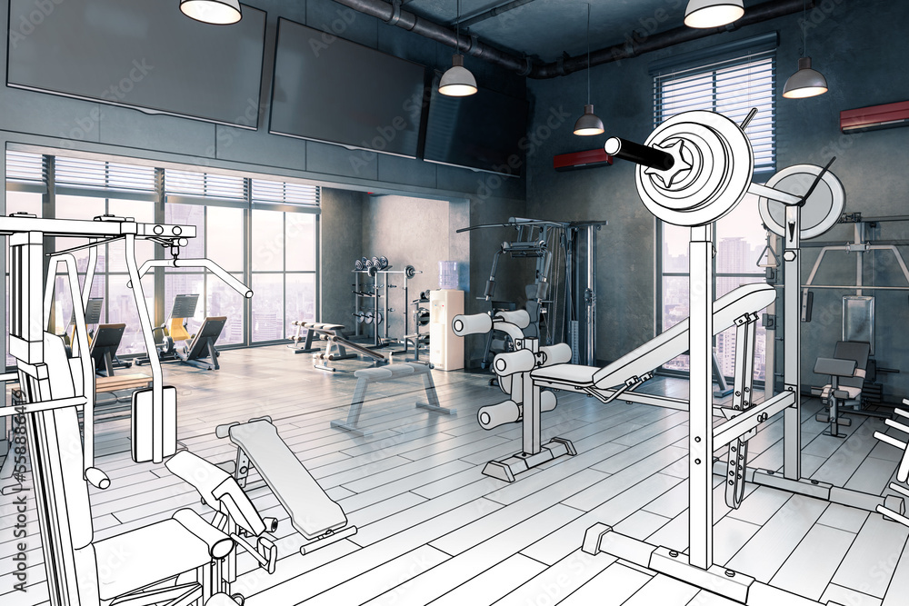 Body Building Center With Exercise Machines Integrated Inside a Penthouse Recreation Area (project) 