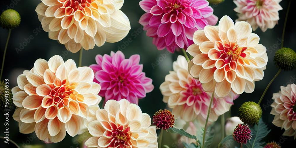 Dahlia flower banquet beautiful spectacular flower arrangement for background of wedding dinner love