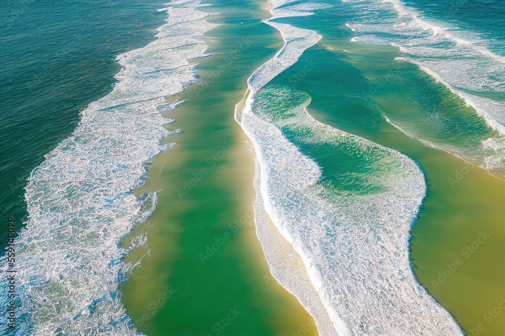 Spectacular drone photo of beach for refreshing and calmness concept. Generative AI.