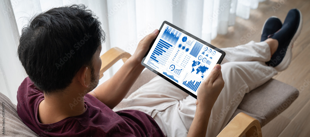 Business data dashboard provide modish business intelligence analytic for marketing strategy plannin