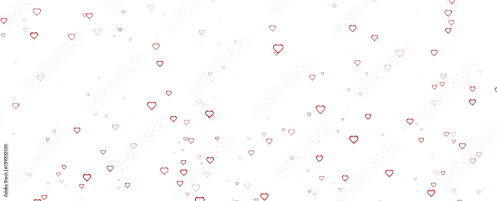 Small red hearts on clean white background for Valentines Day. Copy space Illustration.