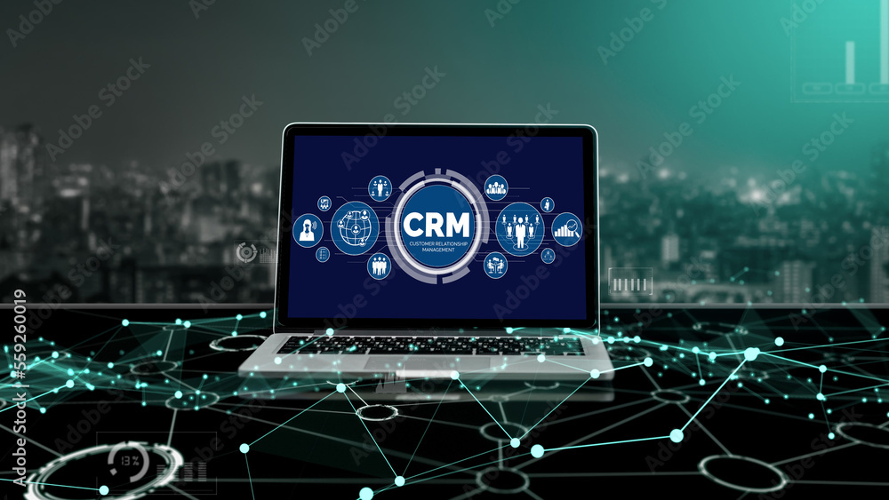 Customer relationship management system on modish computer for CRM business and enterprise