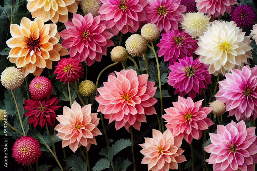 Dahlia flower banquet beautiful spectacular flower arrangement for background of wedding dinner love