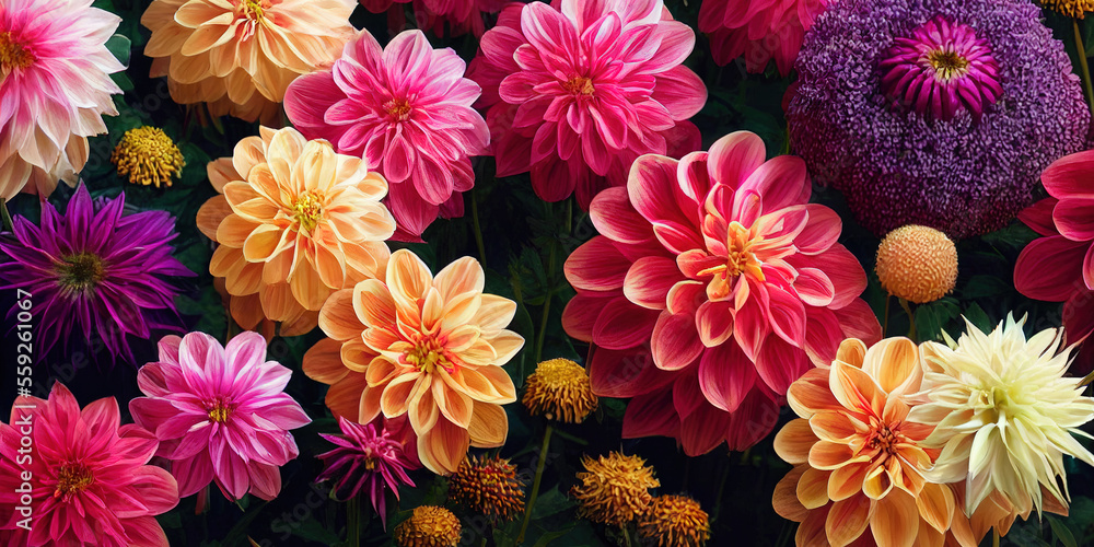 Dahlia flower banquet beautiful spectacular flower arrangement for background of wedding dinner love