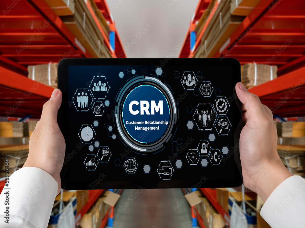 Customer relationship management system on modish computer for CRM business and enterprise