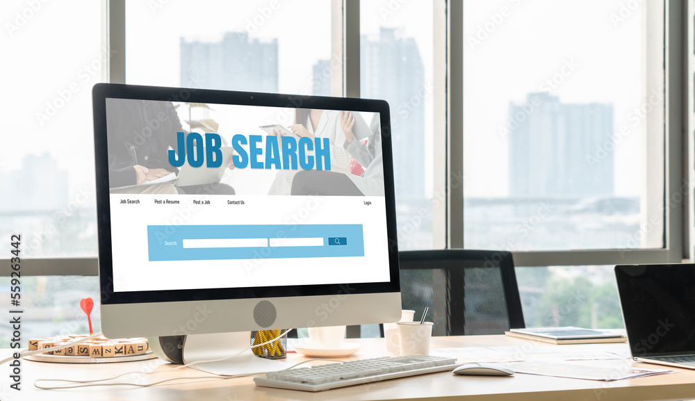 Online job search on modish website for worker to search for job opportunities on the recruitment in