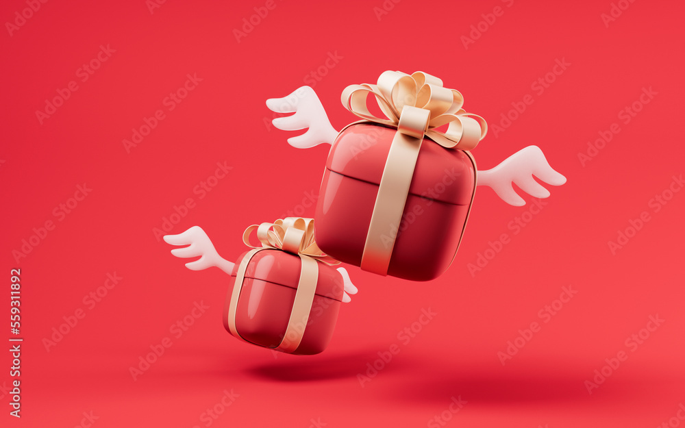 Gift box with cartoon style, 3d rendering.