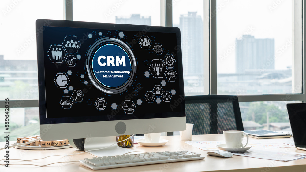 Customer relationship management system on modish computer for CRM business and enterprise