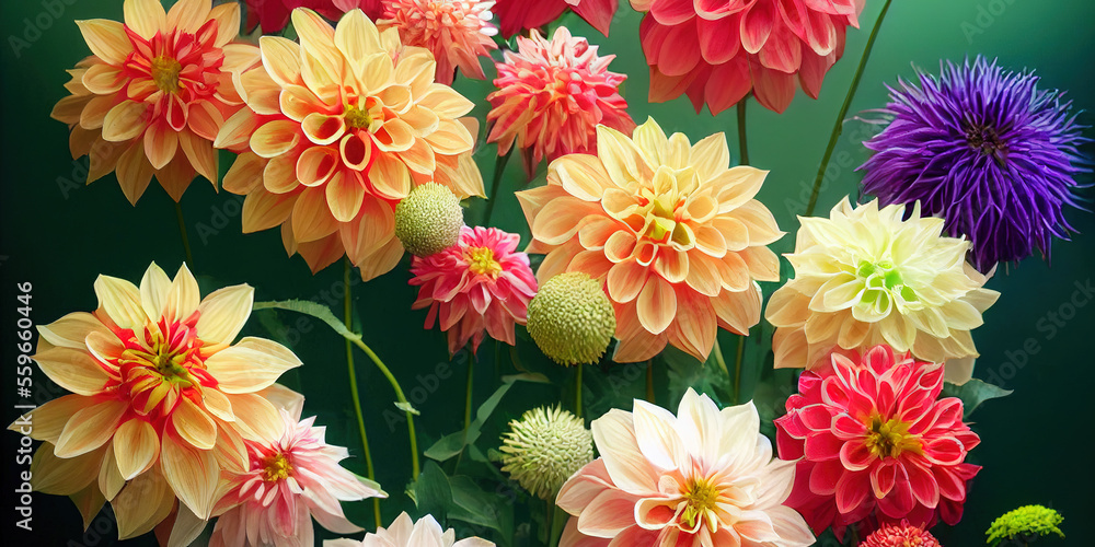 Dahlia flower banquet beautiful spectacular flower arrangement for background of wedding dinner love