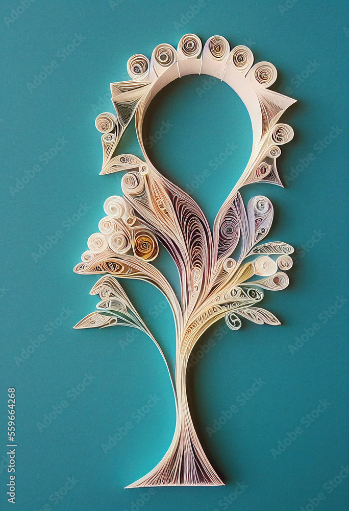 Splendid paper quilling acadia background in digital art generative AI. Realistic abstract paper cra