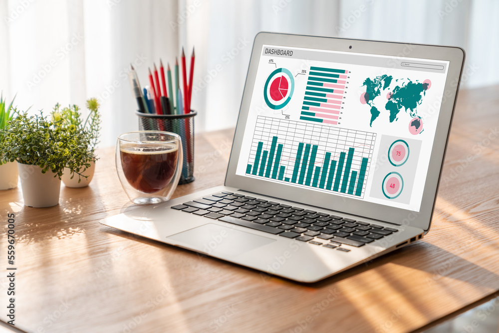 Business data dashboard provide modish business intelligence analytic for marketing strategy plannin