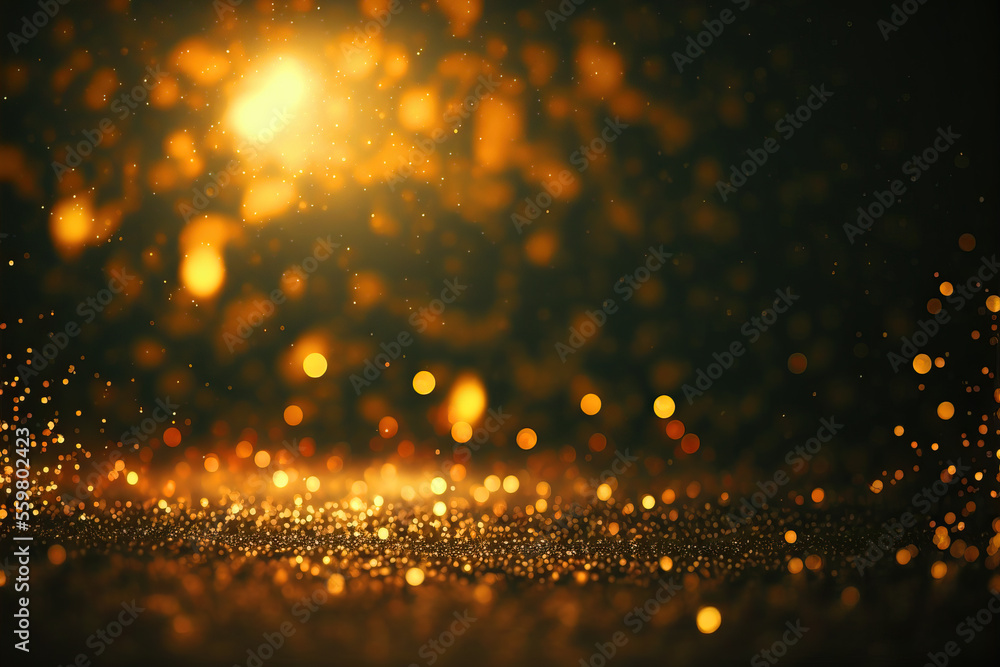 Abstract luxury gold background with gold particle. glitter vintage lights background. Christmas Gol