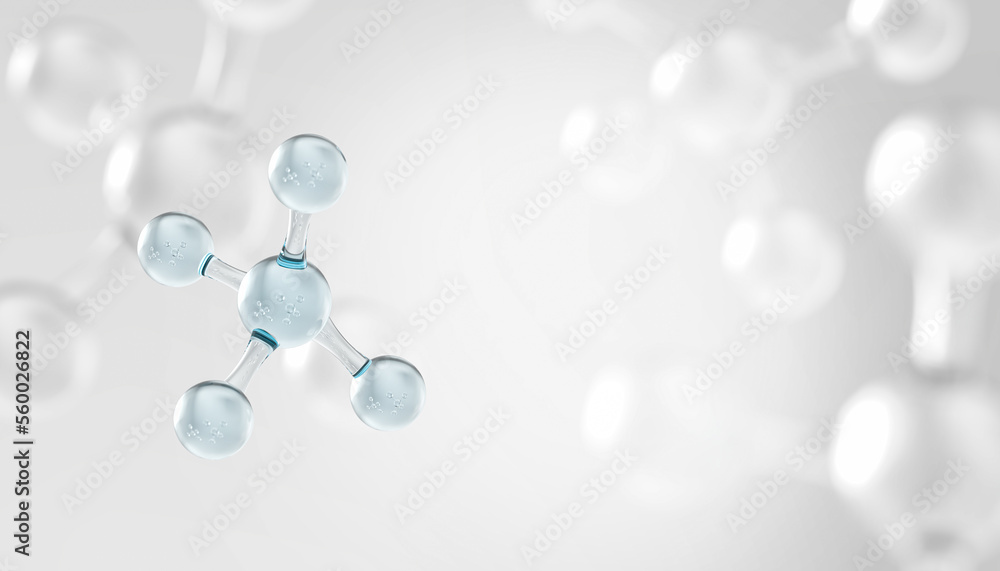 分子或原子，科学或医学背景的抽象结构，三维插图。