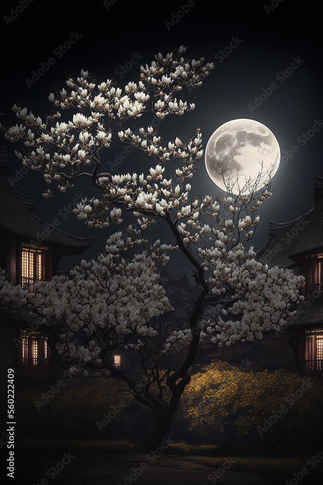 Springtime at night, Generative ai, generative, ai