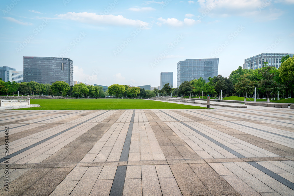 城市道路和金融区建筑