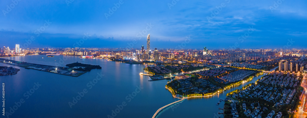 Aerial photography of Suzhou Jinji Lake architectural landscape