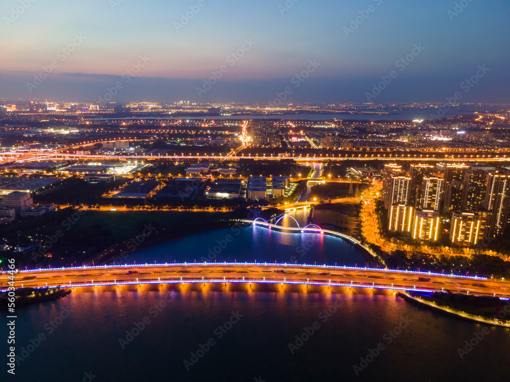 Aerial photography of Suzhou Jinji Lake architectural landscape