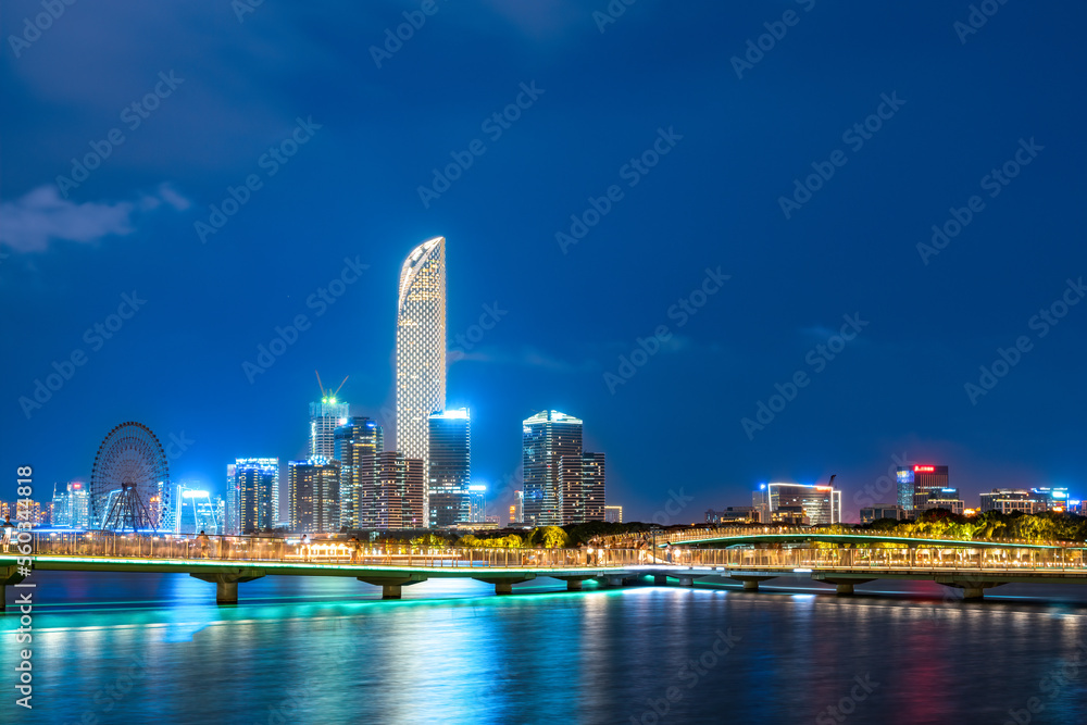 Aerial photography of Suzhou Jinji Lake architectural landscape