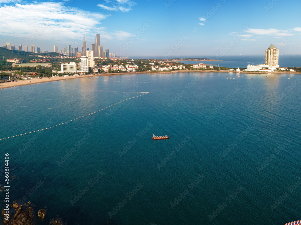 Overlooking the Qingdao Urban Coast Line Scenery