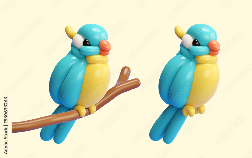 3D cute bird balloon art set