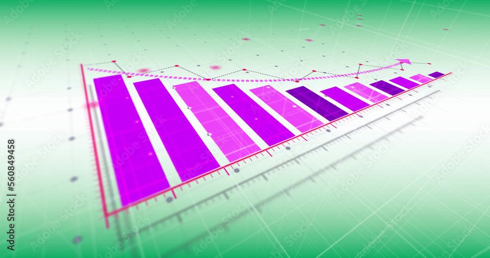 Image of financial data processing over green background