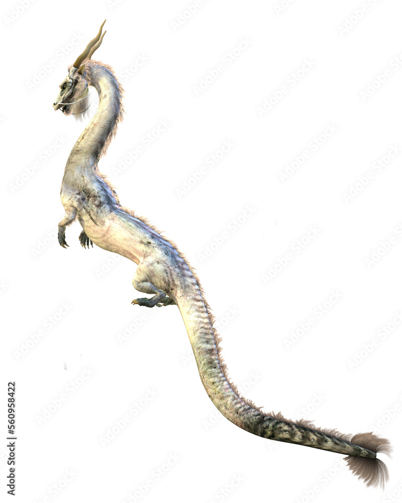 chinese white dragon 3d render