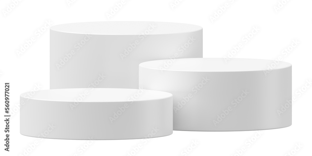 Modern white product stage display scene 3d podium png background of minimal geometric platform base