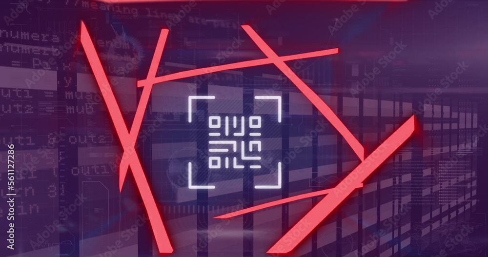 Image of data processing over qr code