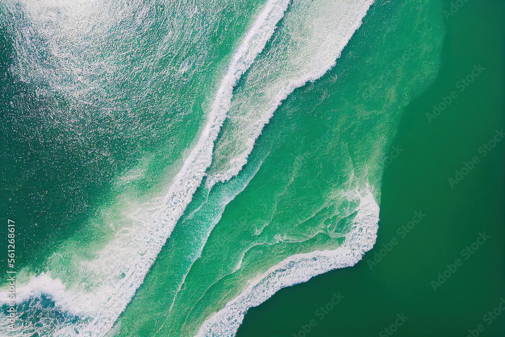 深海中飞溅的海水白浪的壮观鸟瞰背景照片