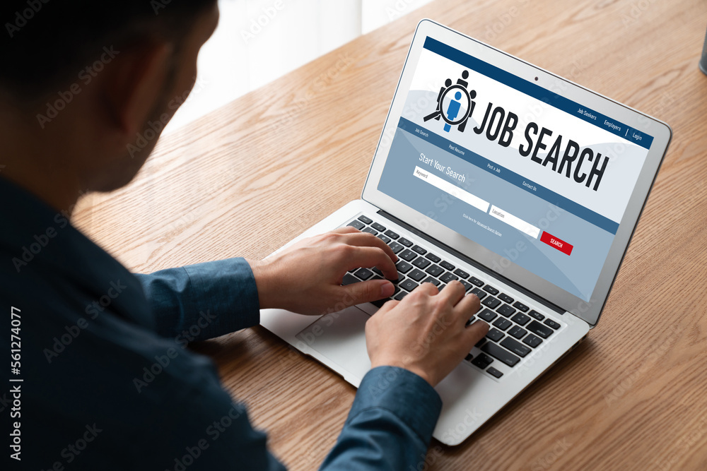 Online job search on modish website for worker to search for job opportunities on the recruitment in