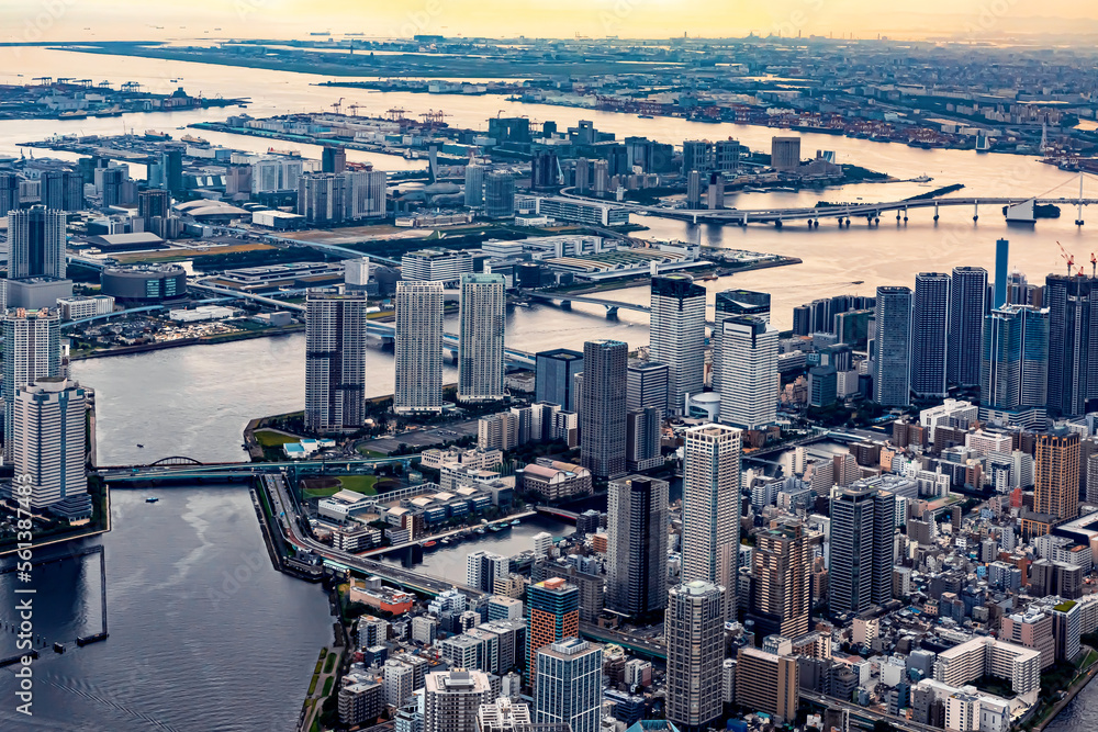 日本东京都港区台场港鸟瞰图