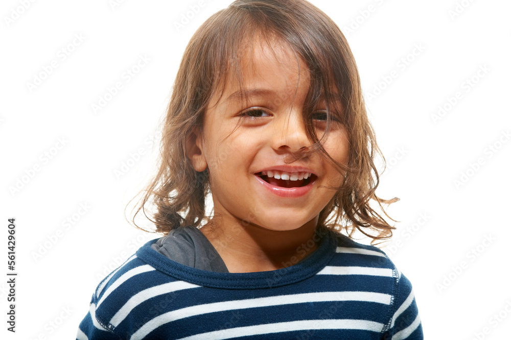 Portrait, children and mockup with a boy kid in studio isolated on a white background for marketing.