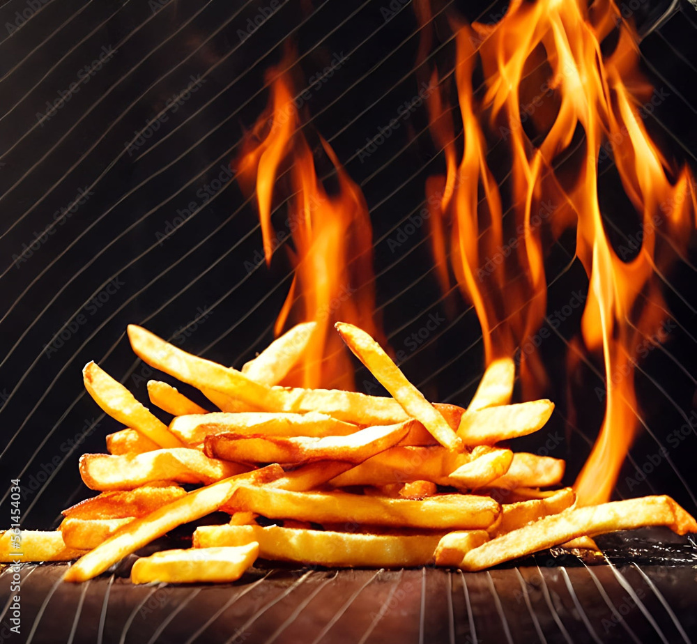 Delicious hot and crispy fried potatoes. Fast food and restaurant products.